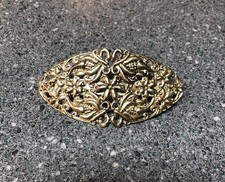 Vintage Gold Tone Filigree Style Floral Hair Barrette 3.75 Made in Korea Classic