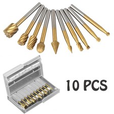10Pcs For Dremel Rotary Bit Accessories Kit Tungsten Steel Solid Carbide Burrs