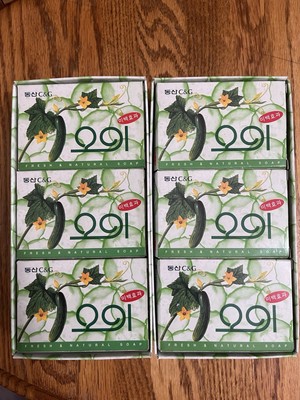 Dongsan C&G Cucumber Soap, 6 Bars Of Soap, Made in Korea Fresh And Natural