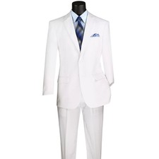 Lucci by Vinci Men's Regular Fit 2-Piece Solid Color Suit White
