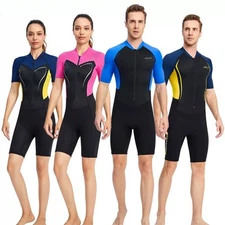 Adult 1.5mm Shorty Wetsuit Neoprene Diving Suit for Snorkeling Swimming Surfing