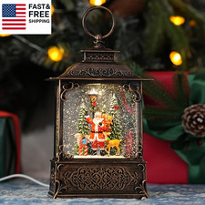 Snow Globe with Santa Claus Reindeer, Light up Christmas Snow Globes with Music