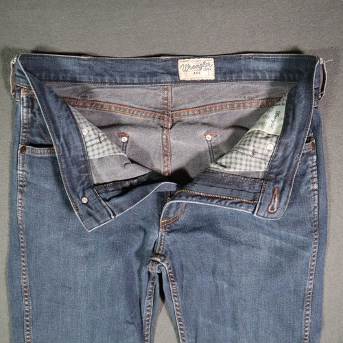 Jeans uomo Wrangler Ace zipfly slim blu navy taglia UK W34 L32 - Foto 6 di 11