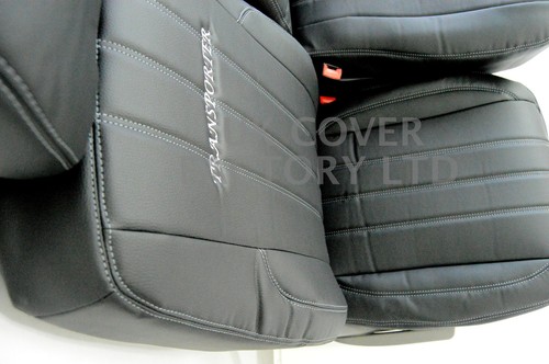 FORD TRANSIT CUSTOM 2013-2021 Van Seat Covers- PVC Leather X121BK-GY - Picture 7 of 12