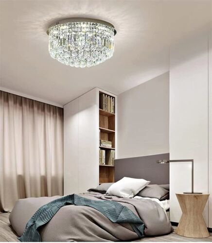60cm Modern K9 Crystal Chandelier Lighting Flush Mount LED Ceiling Light Fixture - Picture 11 of 12