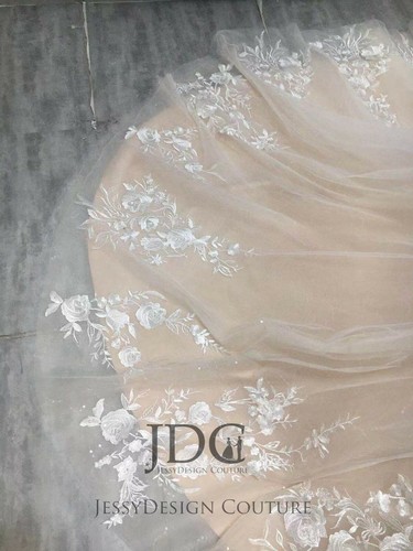 Vestido de novia brillante vestido de novia marfil floral encaje champán talla grande 32-60 - Imagen 3 de 8