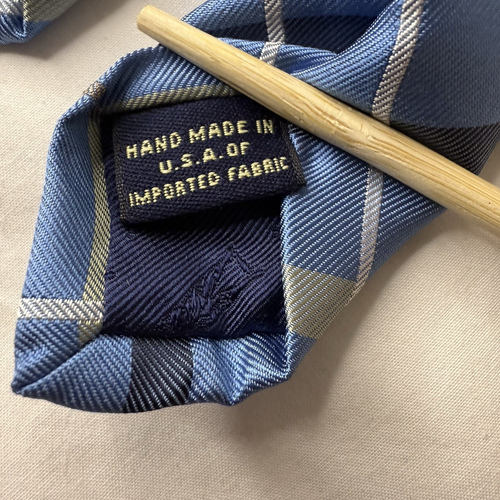 Fairway & Greene Men's 100% Silk Necktie Hand Made in USA Golf Logo Blue Striped - Picture 7 of 9