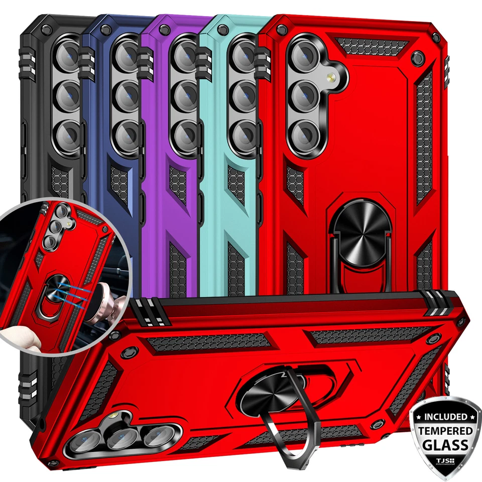 Suporte magnético estojo anel + vidro temperado para Galaxy A54/A53/A52/A03S/A02S/A32/A42