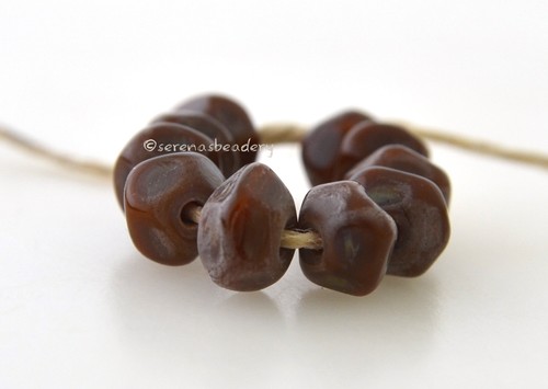 MOCHA LATTE NUGGETS * Handmade Lampwork Glass Beads TANERES sra - tiny rocks - Picture 7 of 8
