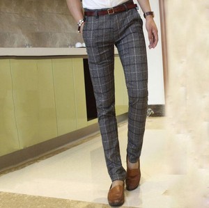 men's plaid slim fit dress pants