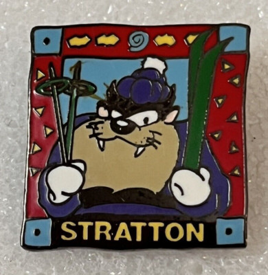 1994 Stratton Ski Resort Vermont Tasmanian Devil Taz Lapel Hat Jacket Pin