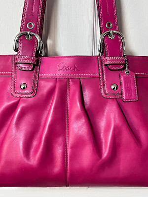 Coach Soho Large Raspberry Pink Leather Pleated Satchel Tote