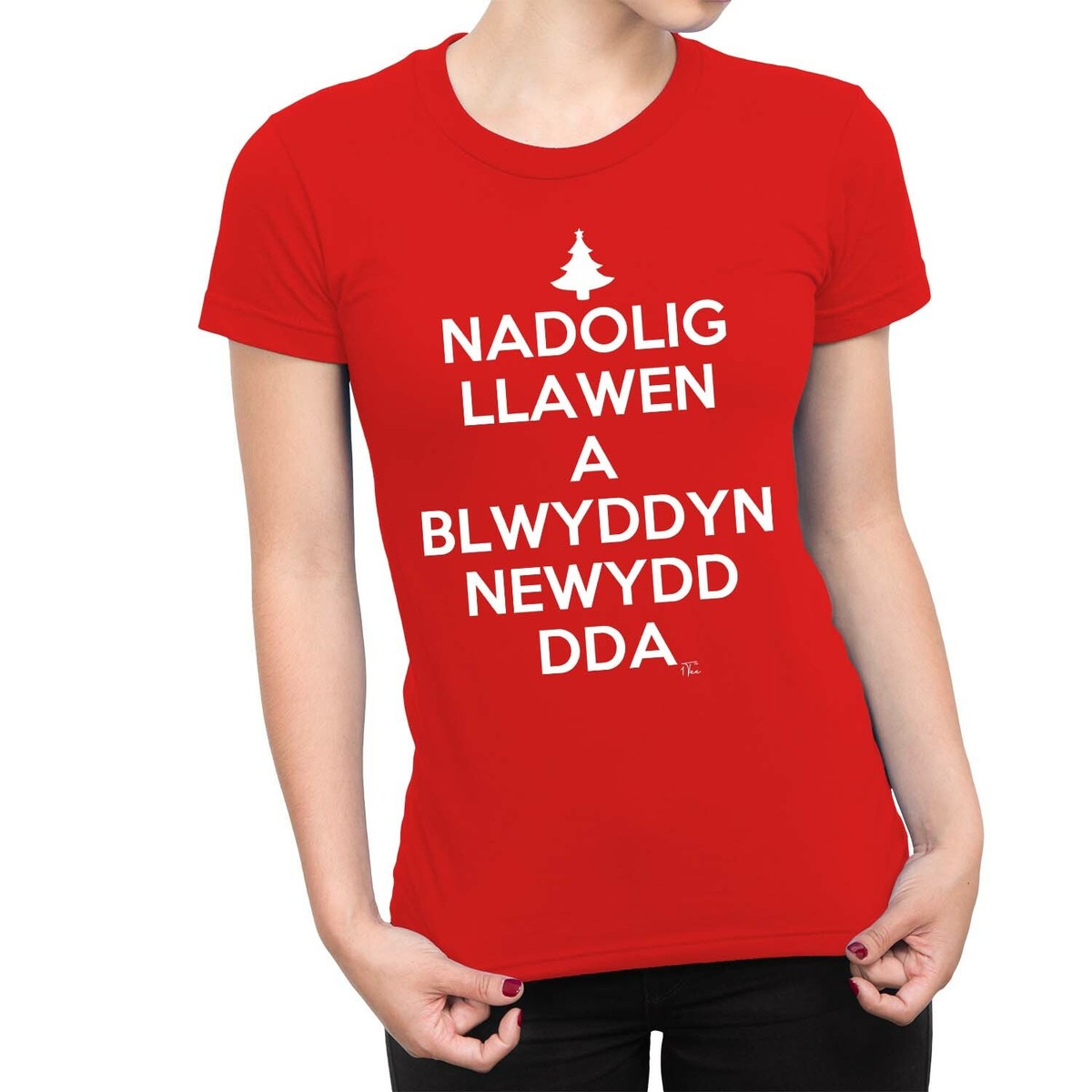 1Tee Womens Nadolig Llawen A Blwyddyn Newydd Dda Welsh T-Shirt