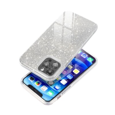 FÜR APPLE IPHONE 15 PRO MAX - SHINE CASE Glitzer Tasche Handy Cover Hülle SILBER