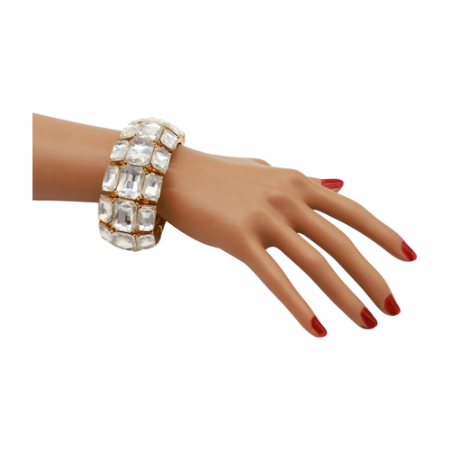 Mujeres Metal Dorado Pulsera Elástica Plata Brillante Cuentas Alto Moda Sexy - Imagen 4 de 21