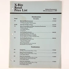 1989 X-Rite Price List X-Ray & Film Equipment Vintage Original