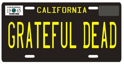 Jerry Garcia The Grateful Dead 1965 CA License Plate