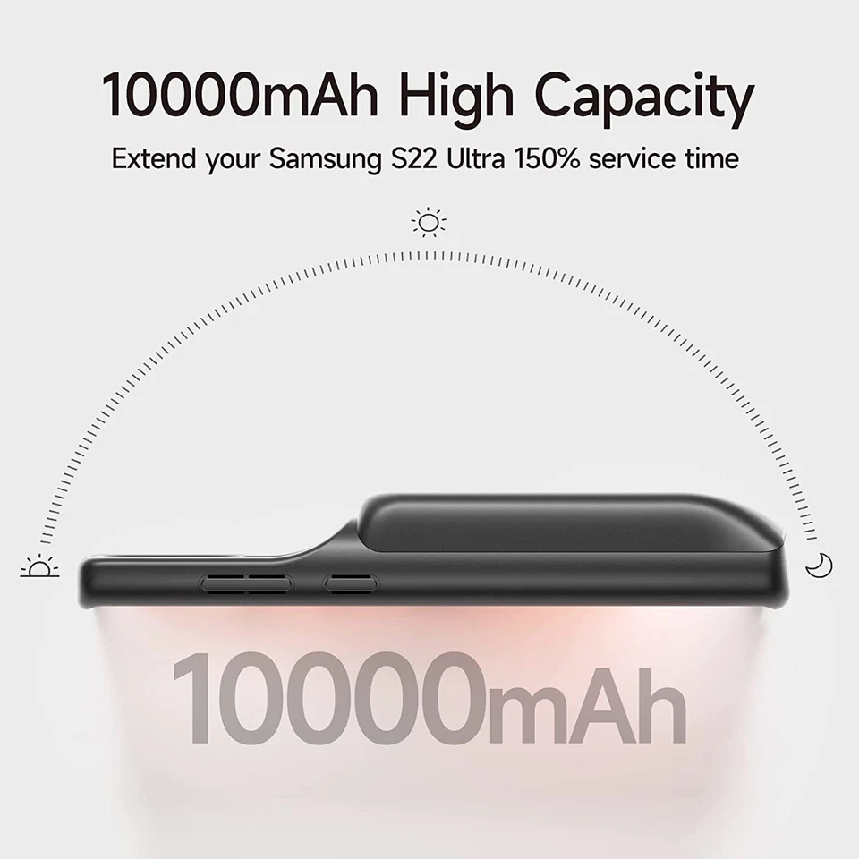 10000mAh Qi 无线电池充电器 外壳 适用于三星 Galaxy S22 S23 S24 Ultra — 第 3/4 张图片