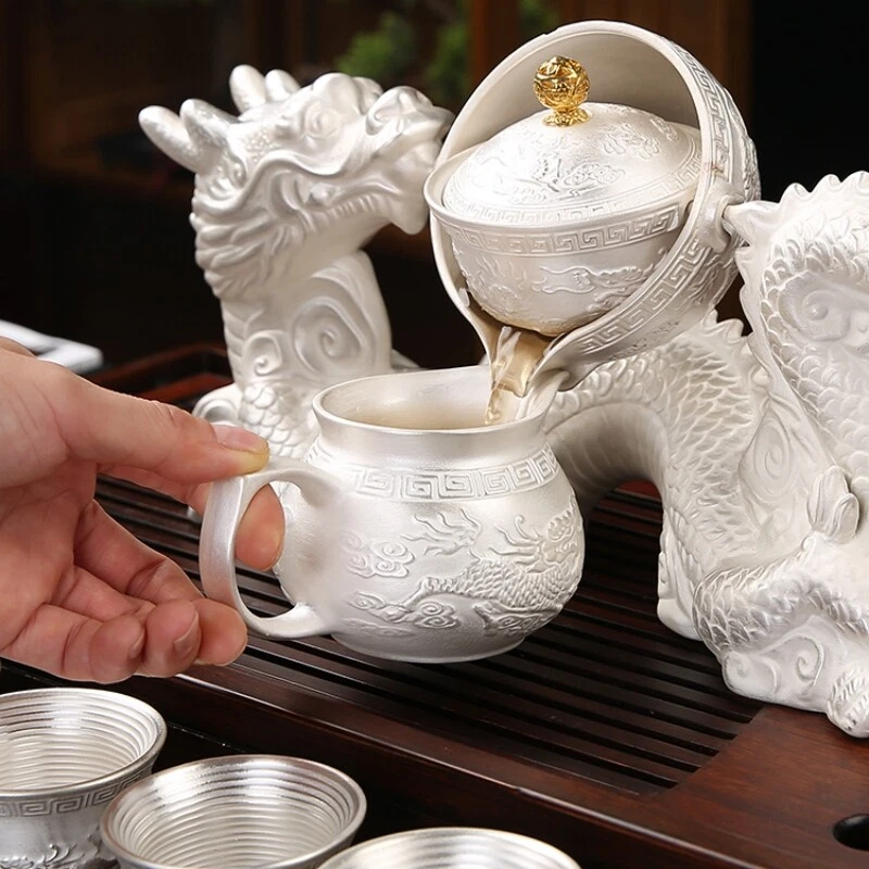 Juego de té de plata pura 999 tetera hecha a mano taza de té de plata esterlina taza justa regalo Foto 2 de 4