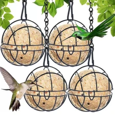 4 fat ball holders, hanging bird feeders, metal bird feeders with S-shaped hooks