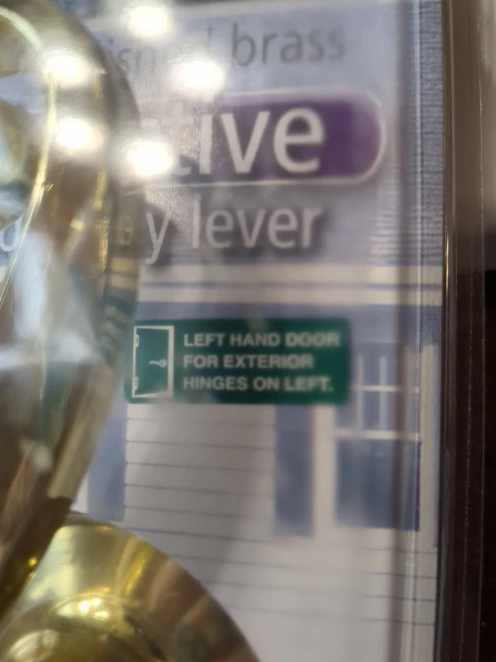 Manija de puerta de palanca de maniquí inactiva de latón pulido TruGuard Foto 3 de 4