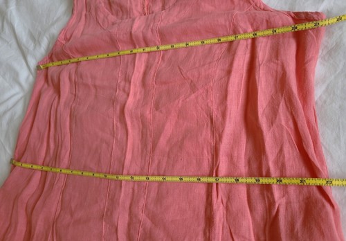 Sahara Dress 100% Linen Coral Maxi Dress Sleeveless Summer Lagenlook Size M - Picture 16 of 18
