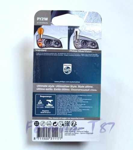 Philips SilverVision PY21W 21W Two Bulbs Front Turn Signal Light Replacement OE - Picture 3 of 11