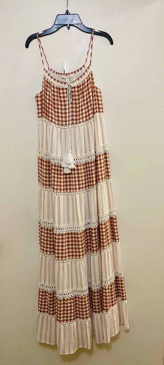 Chelsea Violet Deep Nutmeg Bihemian Summer Maxi Dress Size XS