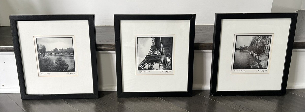 Framed Black & White Paris Photo Prints Set Of 3 Seine Park Walkway Eric Kamp Framed Black & White Paris Photo Prints Set Of 3 Seine Park Walkway Eric Kamp