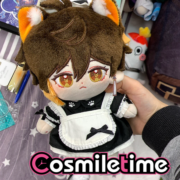 Anime Game Genshin Impact Zhongli 20cm Maid Theme Plush Doll Body Clothes  Costume Outfit Toy Cute Pillow Cosplay Plushies Gift