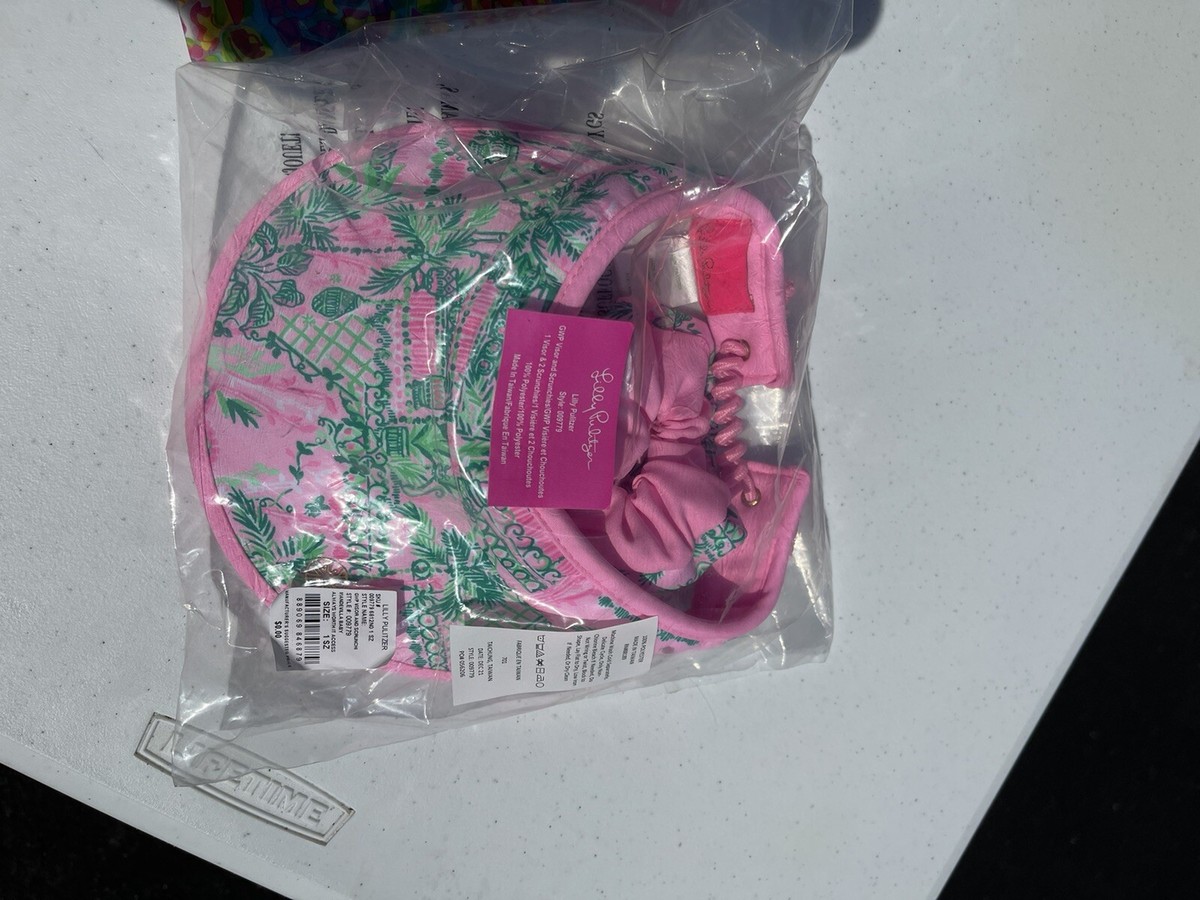 LILLY PULITZER NIB Visor & 2 Scrunchies Mandevilla Baby Always Worth It OS Lilly Pulitzer Cotton Poplin Fabric Mandevilla Always Worth  main image 4