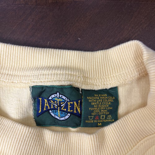 Jantzen Sweater Mens Medium Yellow Crew Neck Long Sleeve Pullover - Picture 4 of 10