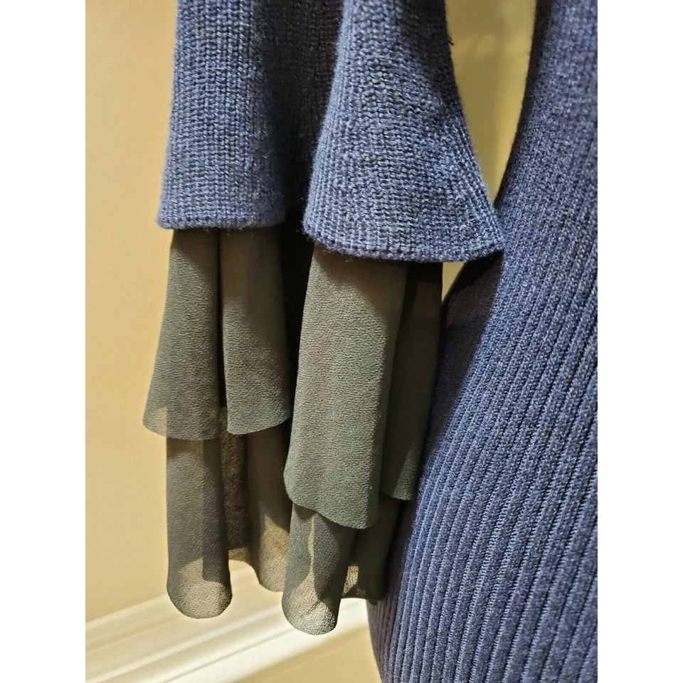 DISEÑO Historia Mujeres Azul Poliéster Manga Larga Cuello Redondo Tejido Top Camisa Talla S Foto 3 de 4