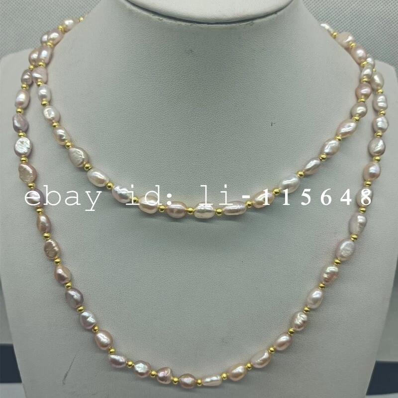 Collar de perlas cultivadas de agua dulce púrpura natural real genuino de 7-8 mm 18-36 pulgadas Foto 3 de 4