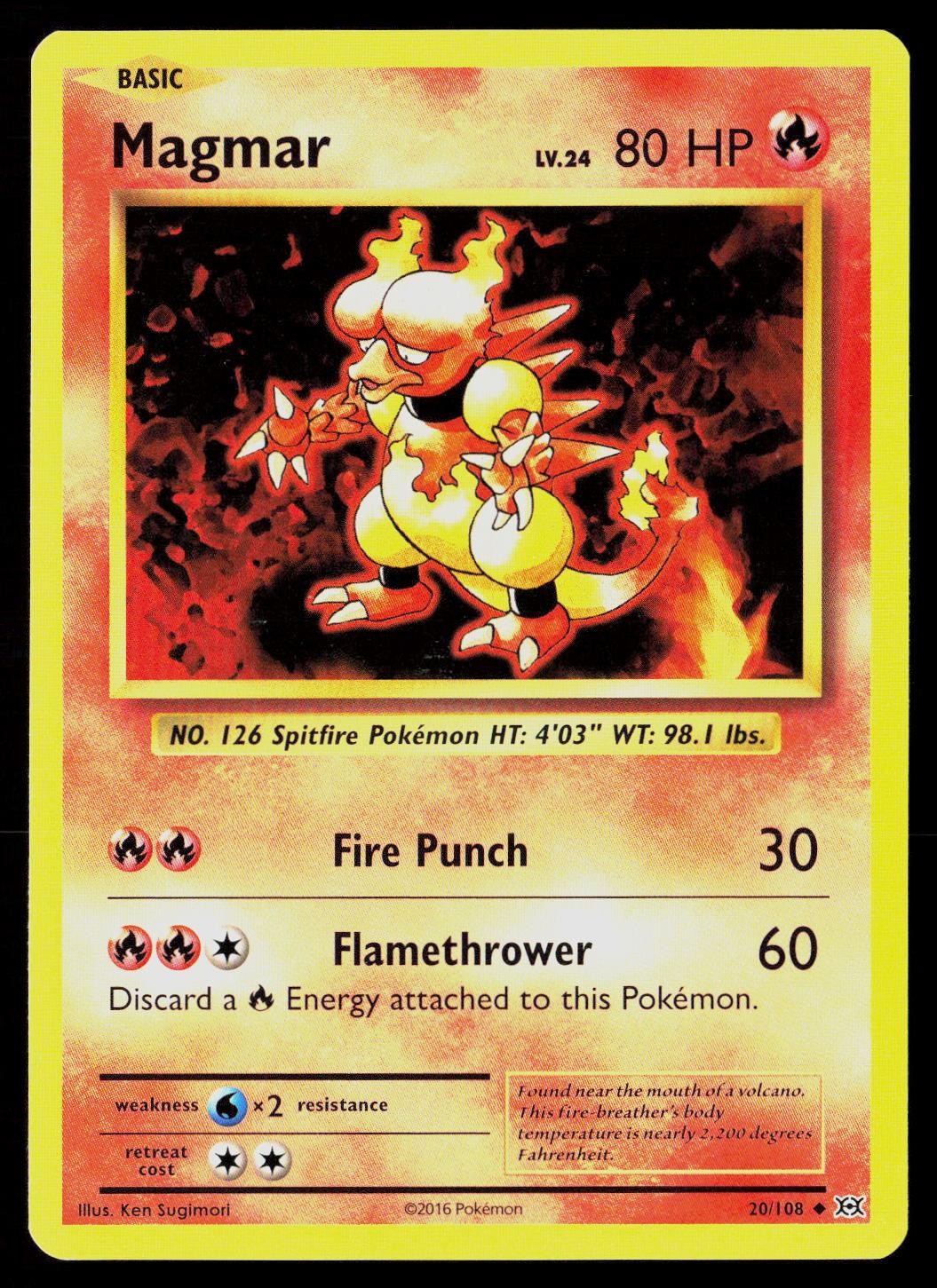 Magmar 20/108 Ken Sugimori Uncommon XY Evolutions Pokemon LP