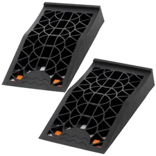 Low Profile Car Service Ramp - 2 Pack with Anti-Slip Pads for Lift Maintenanc...