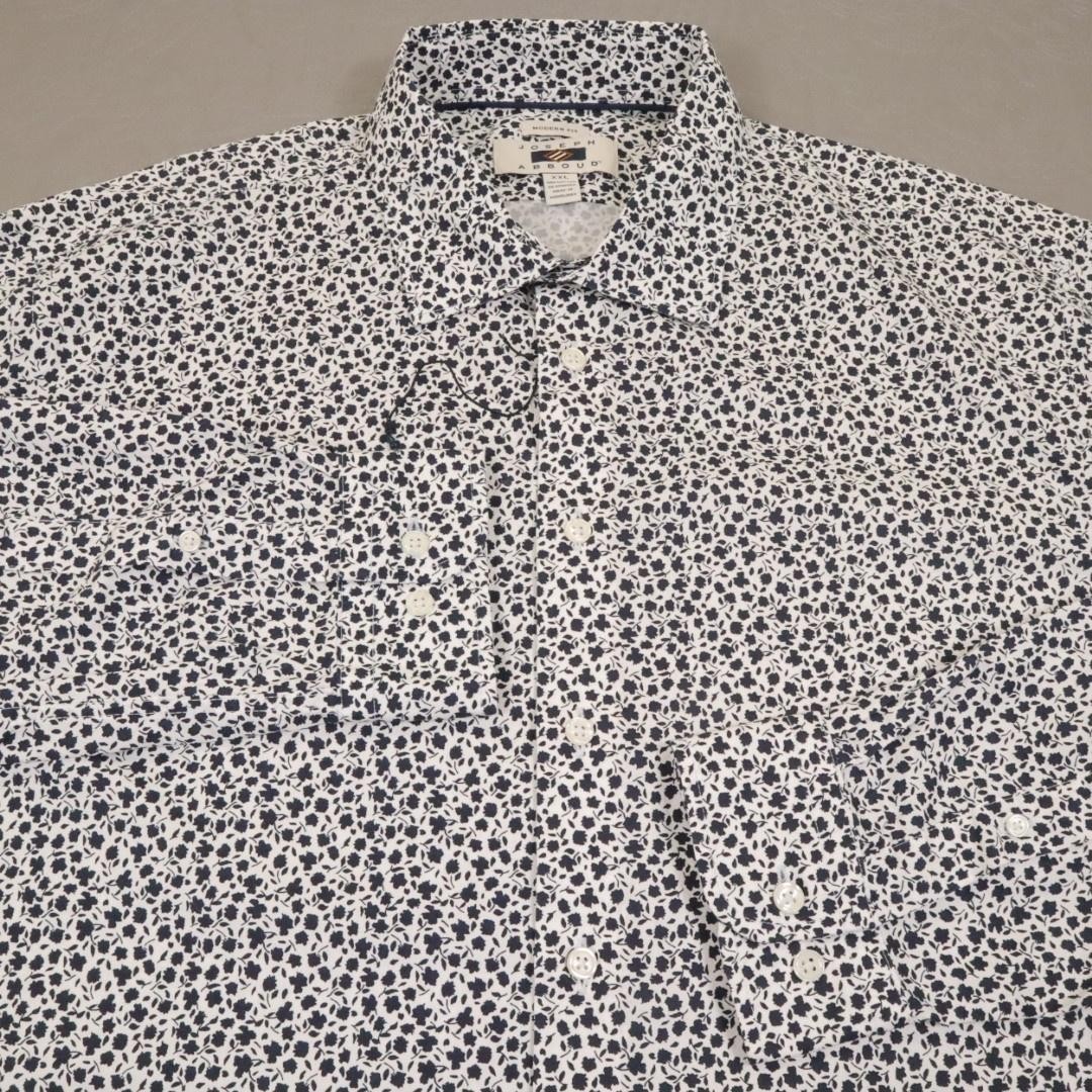 Joseph Abboud Floral Button Shirt Mens 2XL Blue Long Sleeve Modern Fit Stretch