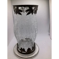 Vintage Crackled Globe Cover and Candle Plate - 9 Inches Tall, Dual Open Ends