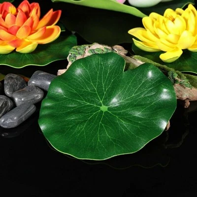 10 X Künstliche EVA Gefälschte Lotusblattblumen Seerose Schwimmende Poolpflanzen - Bild 1 von 4
