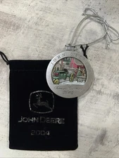 2004 John Deere Pewter Christmas Ornament w/ Bag - New - #9 In Series