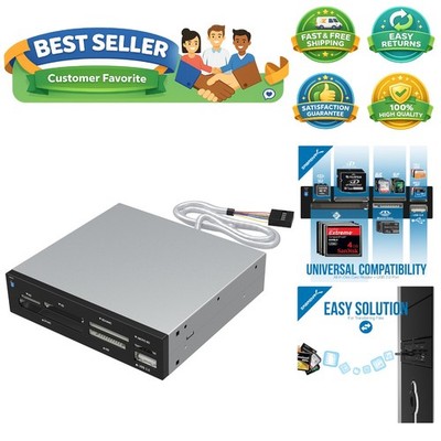 Versatile 74-in-1 Card Reader/Writer with USB Port for MAC/PC - Black/Silver