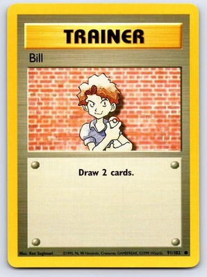 Bill 91/102 Common Base Set Unlimited Pokemon Lightly Played