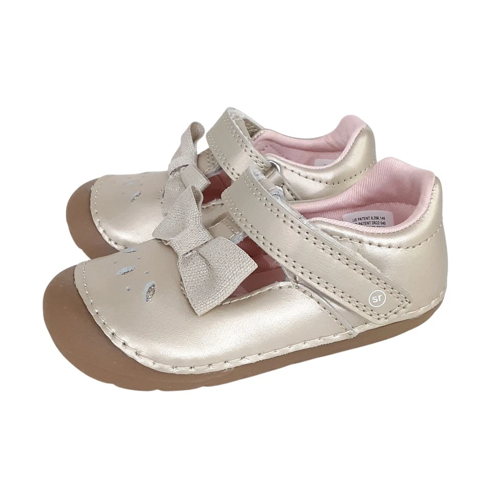 Stride Rite Janna MaryJane Zapatos de Vestir Dorado Brillo Lazo Vestido Plano Niño Pequeño 6 Foto 2 de 4