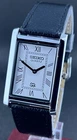 Men's Refurbished Vintage Seiko Slim Tank Quartz White Dial Japan Wristwatch