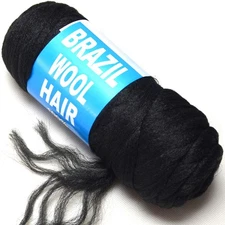 BLUPLE Brazilian Wool Hair 1 Roll Black 1 Count (Pack of 1), Natural 