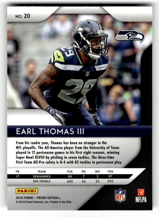 2018 Panini Prizm #20 Earl Thomas III - Image 2 of 2
