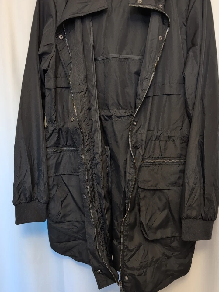 Z by Zella M nwot black lightweight jacket longer length pockets zippers hooded - Image 4 of 4