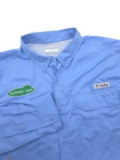 Columbia PFG Shirt BLOOD N GUTS Omni-Shield UPF Long Sleeve Blue L Fishing Vents