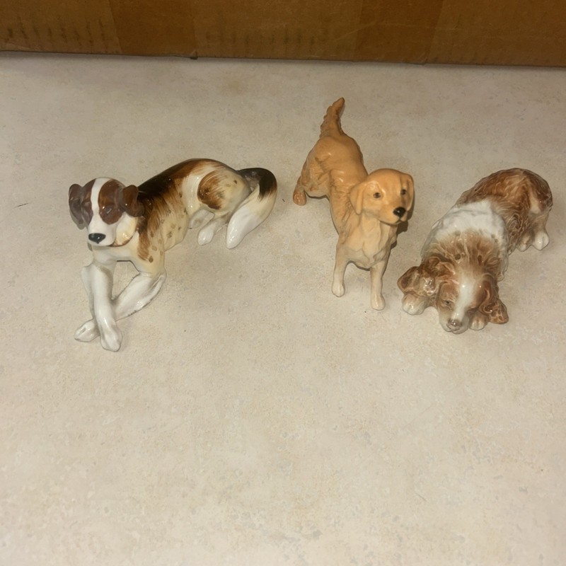 Lot Vtg Dog/ Mini Beswick England Golden Labrador,spaniel Branksome Porcelain