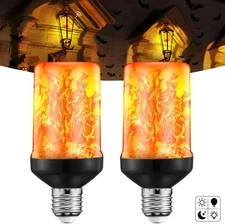 LED Flame Light Bulbs, Upgraded Dusk to Dawn Sensor Bulb with E26 Base, Flicker